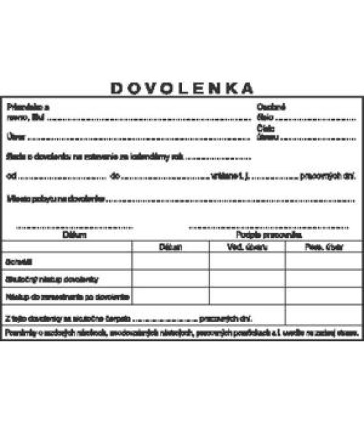 Tlačivo Dovolenka, samoprepis, A6 