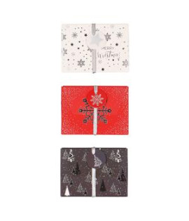 Vianočná papierová darčeková krabička s gumičkou 112x80mm mix sivočervených motívov 3 ks 
