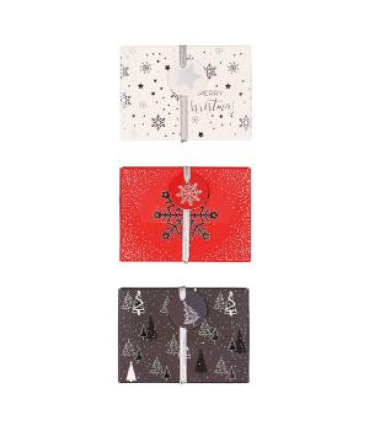 Vianočná papierová darčeková krabička s gumičkou 112x80mm mix sivočervených motívov 3 ks 