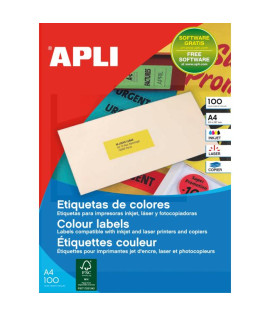Etikety farebné 70x31mm APLI A4 100 hárkov žlté