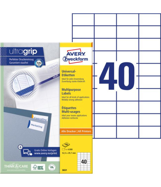 Etikety univerzálne 52,5x29,7mm Avery A4 100 hárkov Etikety univerzálne 52,5x29,7mm Avery A4 100 hárkov
