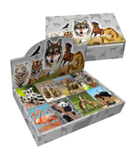Miniblok DONAU Divé zvieratá, 3D, 40 listov, 6,4x8,25cm, mix motívov, display 80 ks