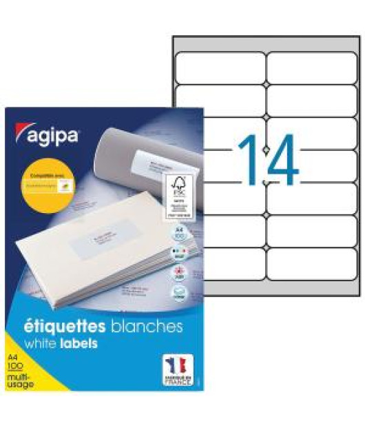 Etikety univerzálne 99,1x38,1mm Agipa A4 100 hárkov