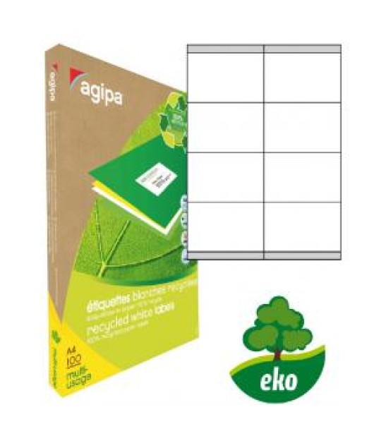 Etikety univerzálne recyklované 105x70mm Agipa A4 100 hárkov