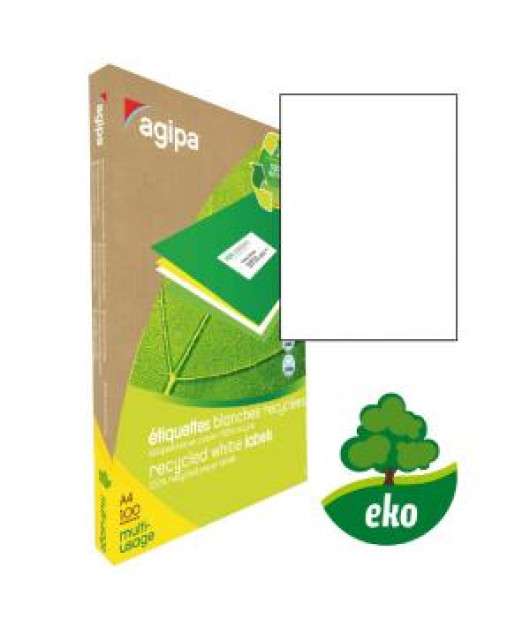Etikety univerzálne recyklované 210x297mm Agipa A4 100 hárkov