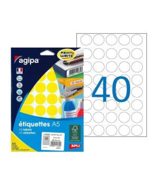 Etikety kruhové 24mm Agipa A5 žlté Etikety kruhové 24mm Agipa A5 žlté