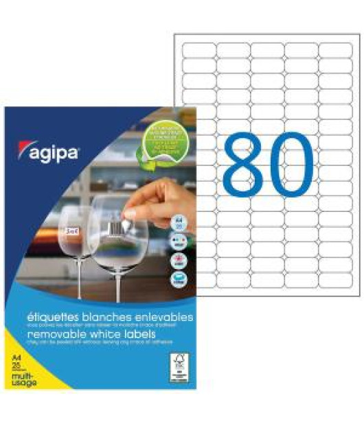 Etikety univerzálne odnímateľné 35,6x16,9mm Agipa A4 25 hárkov Etikety univerzálne odnímateľné 35,6x16,9mm Agipa A4 25 hárkov