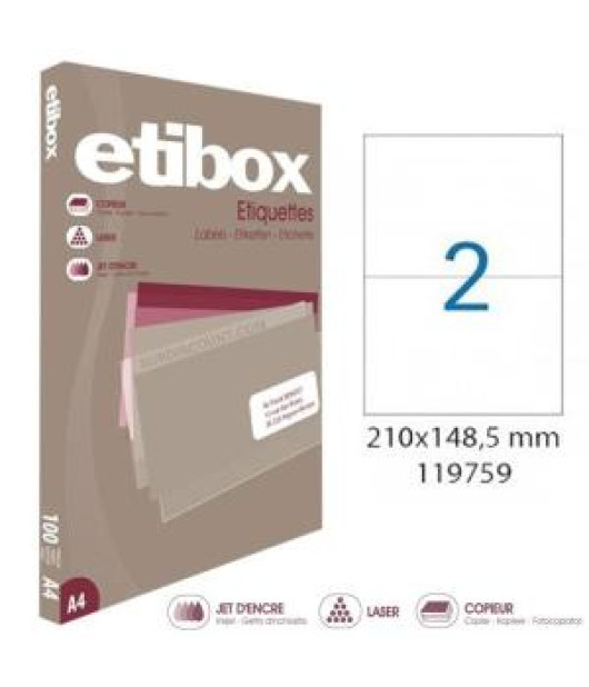 Etikety univerzálne 210x148,5mm Etibox A4 100 hárkov