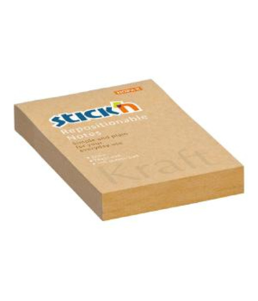 Samolepiaci bloček Stick’n Hopax Kraft, 76x51 mm, prírodná hnedá