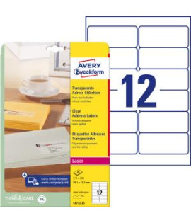 Adresné etikety 99,1 x 42,3 mm, 300 ks, transparentné