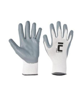 Rukavice nylon/úplet/nitril BABBLER, sivé/biele, veľ. 7/S
