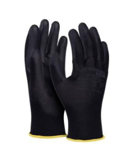 Rukavice pletené, polomáčané DONAU SAFETY PU kat. II čierne veľ. 9