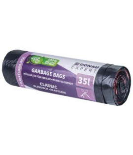 Vrecia zaťahovacie DONAU EXPERT, CLASSIC LDPE, 35 ℓ, 15 ks, čierne