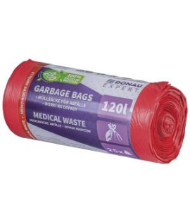 Vrecia na medicínsky odpad, DONAU EXPERT, LDPE, 120 ℓ, 25 ks, červené