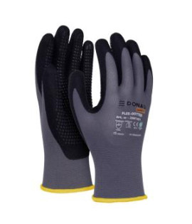 Rukavice pletené, polomáčané DONAU SAFETY Flex-Dotted, kat. II sivé veľ. 8