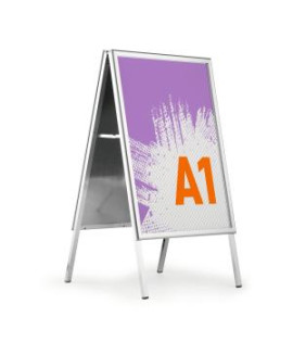 Reklamný stojan áčkového typu, A1, strieborný, exteriérový