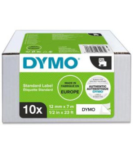 Samolepiaca páska Dymo D1 12 mm biela/čierna, 10ks