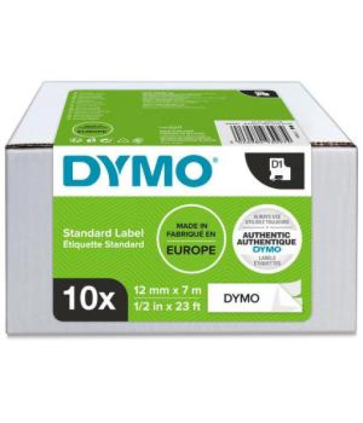 Samolepiaca páska Dymo D1 12 mm biela/čierna, 10ks