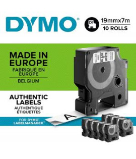 Samolepiaca páska Dymo D1 19 mm biela/čierna, 10ks