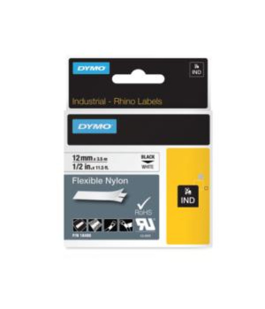 Flexibilná nylonová páska Dymo Rhino 12 mm biela/čierna
