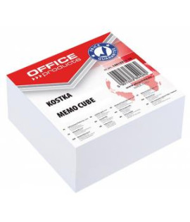 Bloček kocka OFFICE PRODUCT poznámkový lepený biely, 85 x 85 x 40 mm