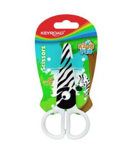 Školské nožnice KEYROAD, 12 cm, blister, motív Zebra, bielo-čierne