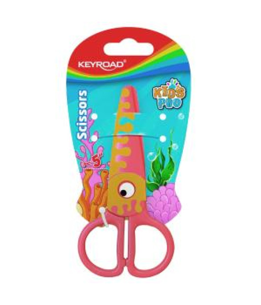 Školské nožnice KEYROAD, 12 cm, blister, motív Ryba, oranžové
