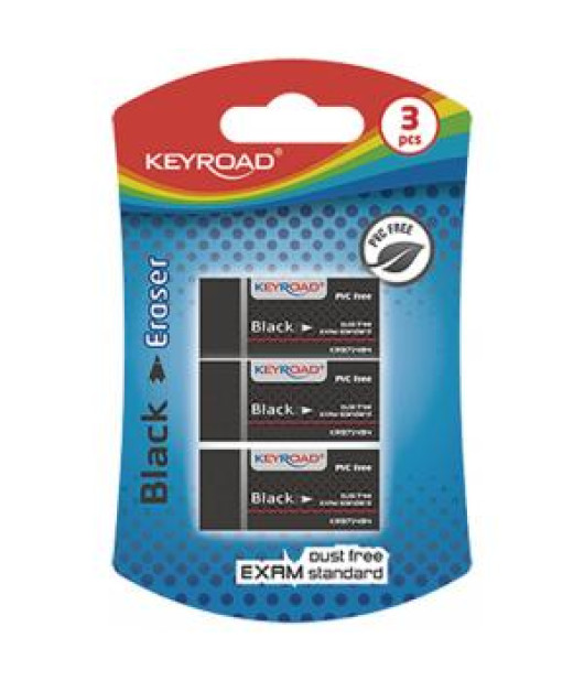 Guma KEYROAD Black, blister 3 ks, čierna