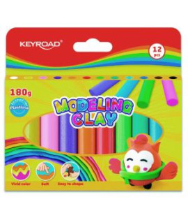 Plastelína KEYROAD neónová, blister 12 ks, mix farieb