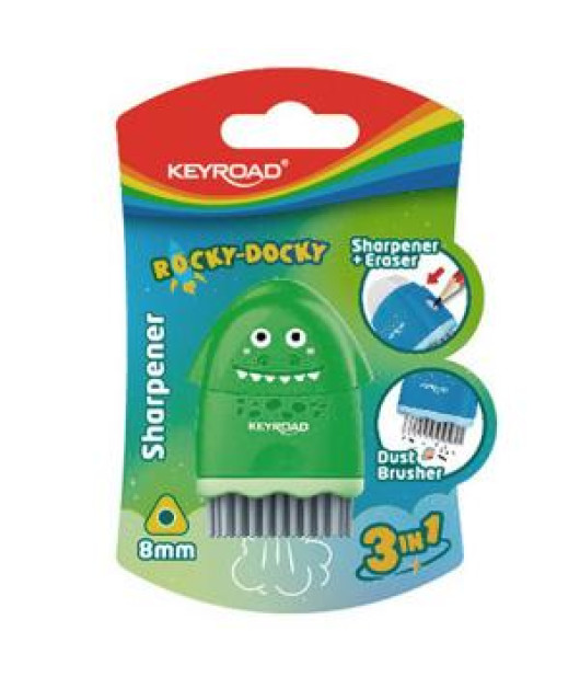 Strúhadlo KEYROAD ROCKY-DOCKY plastové s nádobou na odpad, blister, mix farieb