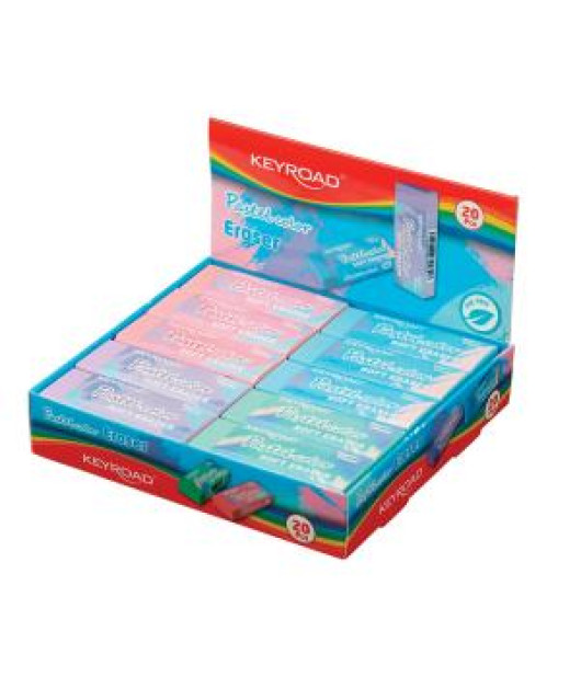 Guma KEYROAD bez PVC, mix pastelových farieb, displej 20 ks Guma KEYROAD bez PVC, mix pastelových farieb, displej 20 ks
