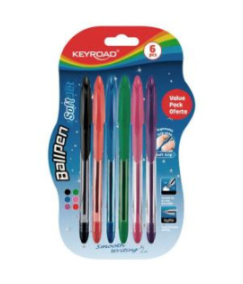 Guľôčkové pero KEYROAD Soft Jet 0,7 mm, blister 6 ks, mix farieb