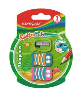 Strúhadlo KEYROAD CUTTER FISH plastové, blister 3 ks, mix farieb