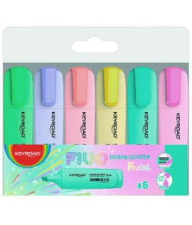 Sada zvýrazňovačov KEYORAD pastel, 6 ks, mix farieb