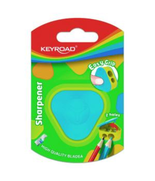 Strúhadlo KEYROAD plastové s dvomi otvormi, blister, mix farieb