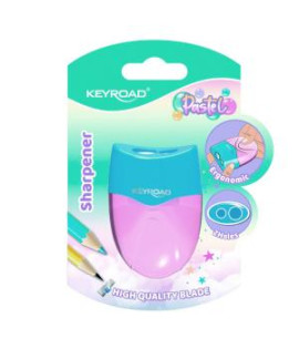 Strúhadlo KEYROAD plastové s dvomi otvormi, blister, mix farieb