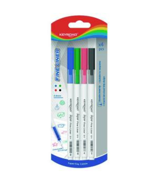 Sada linerov KEYROAD Fine 0,4 mm, 4 ks, mix farieb