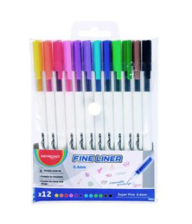 Sada linerov KEYROAD Fine 0,4 mm, 12 ks, mix farieb