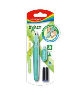 Plniace pero KEYROAD, ergonomické, 2 náplne zdarma, blister, mix farieb