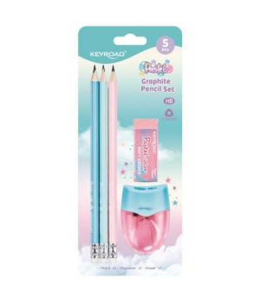 Súprava školských pomôcok KEYROAD Pastel, blister 5 ks, mix farieb