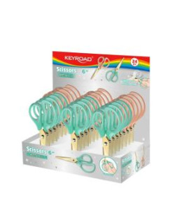 Nožnice kovovo-titánové KEYROAD, ergonomické, 15,5 cm, mix farieb, displej 24 ks