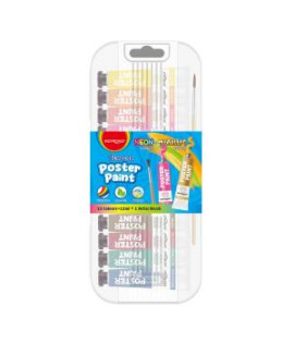 Temperové farby KEYROAD 12x12ml, v balení so štetcom, mix farieb metalické a neonové