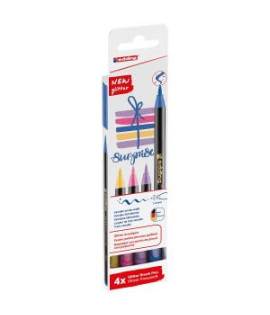Sada popisovačov edding 1340/4S glitter, pastelové farby, vláknový hrot