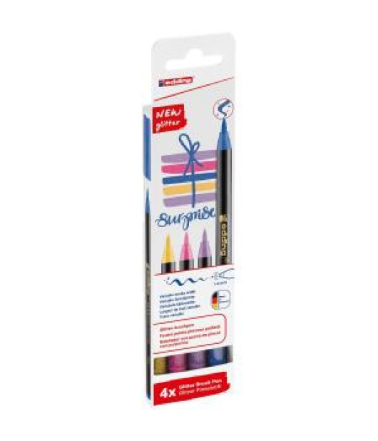Sada popisovačov edding 1340/4S glitter, pastelové farby, vláknový hrot