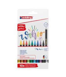 Sada popisovačov edding 1340/10S glitter, základné farby, vláknový hrot