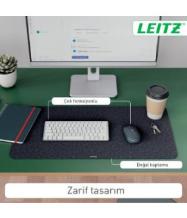 Podložka na stôl Leitz recyklovaná koža 36×70cm tmavosivá