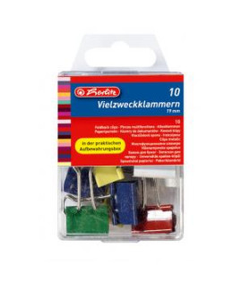 Klipy na dokumenty Herlitz 19mm farebné 10ks