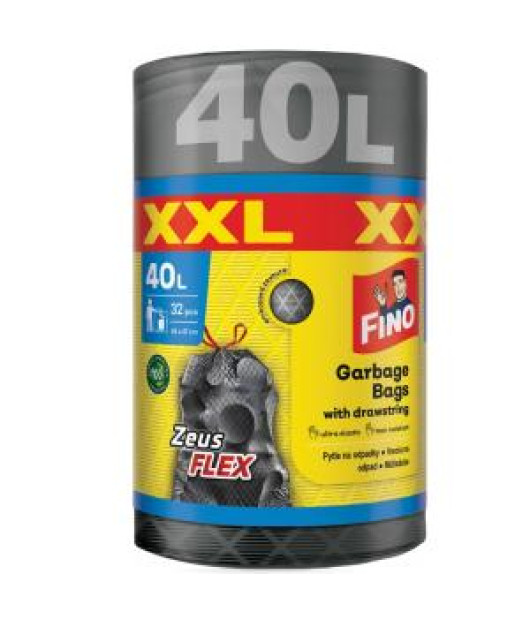 Vrecia zaťahovacie FINO Zeus FLEX XXL 40 ℓ, 32 mic., 55 x 57 cm, strieborné (32 ks)