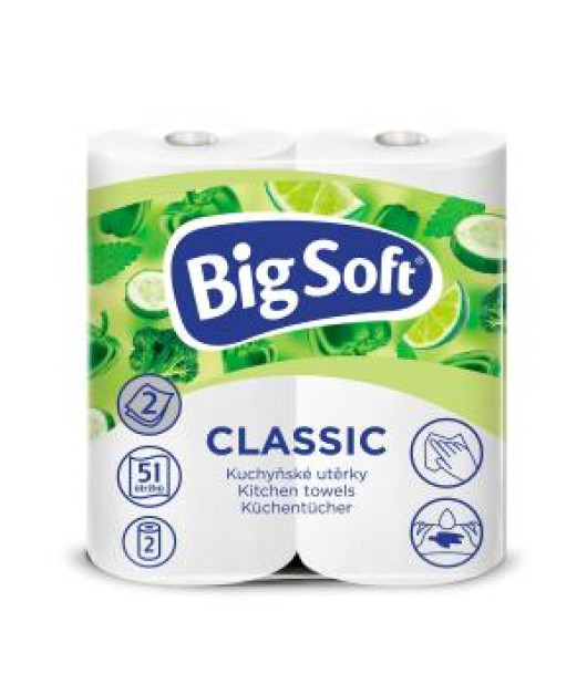 Kuchynské utierky 2-vrstvové Big Soft Classic 2ks, 10,5m