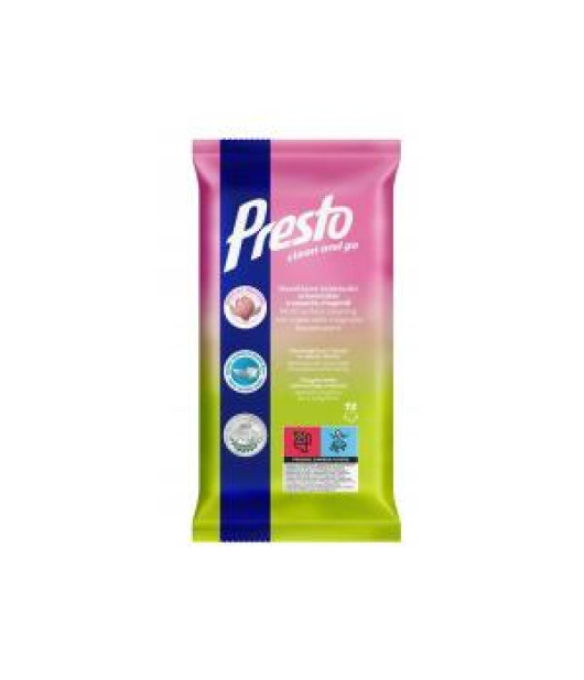 Vlhčené utierky PRESTO univerzálne Magnólia72 ks